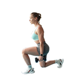 2. Zancada hacia atrás con mancuernas